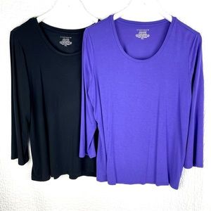TWO PACK - Investments Essentials petite tunics, 1 purple; 1 black, size PXL